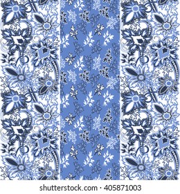 Floral border in Eastern style. Floral background with paisley. Ornate element for design. Place for text. Ornament for wedding invitations, birthday and greeting cards.Vector illustration