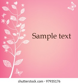 Floral border element. Festive and decorative branch with flowers and leaves