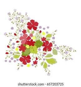 Floral border. Flourish design element for embroidery, wrapping, card, cover. Soft flowers summer decor.
