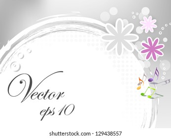 Floral border - flower frame - floral spring background with notes