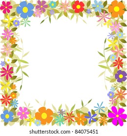 A Floral Border with Flowers and Leaves