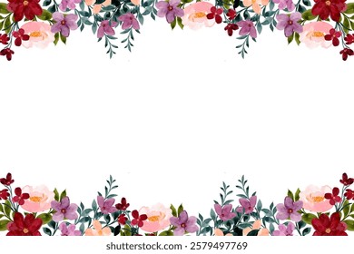 Floral border frame background card template. Vector design illustration. for banner, wedding card.