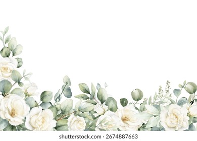 Plantilla de tarjeta de fondo de marco de borde floral. Ilustración de diseño de Vector. para Anuncio, tarjeta de boda.