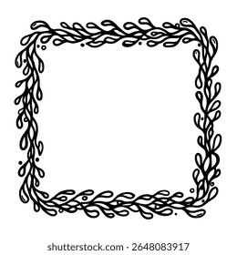 Floral Border Frame with Botanical Wavy Stem Elements for Nature-Inspired Layouts