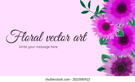 Floral border frame card template used as web background, banner, social media post, app, poster, greeting. Cute blooming flowers for beauty care products, cosmetics, perfumes, hair care.