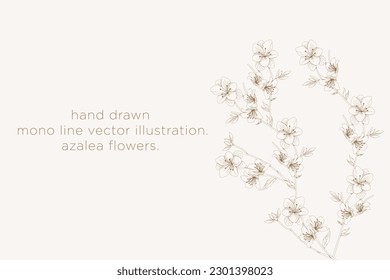 Floral border frame card template. 
flat background. 
azalea flowers. Vector design illustration.