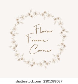 Floral border frame card template. 
flat background. 
azalea flowers. Vector design illustration.