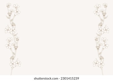 Floral border frame card template. 
flat background. 
alamanda flowers. Vector design illustration.