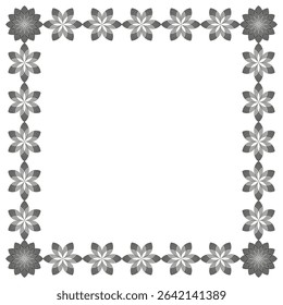 Floral border frame. Decorative blossom edge. Square flower outline. Vector ornate border.
