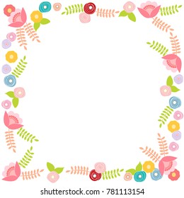 Floral border frame. Greeting card, wedding invite, postcard, add text.