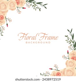 floral border frame template with decorated corners. Gypsophila pink purple flowers tangled garland elements