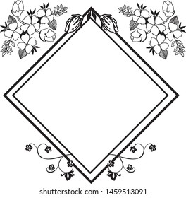 Floral border frame template with white backdrop. Vector