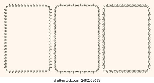 Floral border and frames. A set of beautiful vector frames with swirls. Vintage frames for certificate, wedding invitation, letterhead, menu.