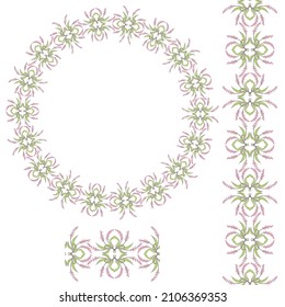 Floral border, frame-wreath and repeating element. 