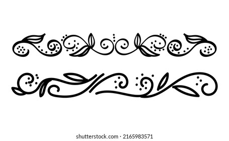 Floral Border, a hand-drawn doodle. A vegetal decor element. Simple vector illustration.