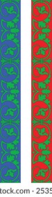 Floral border in medieval style. Ornament of interwoven stems, foliage, and flowers. Vector edging, design elements, and page decoration