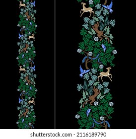 Floral border on black background