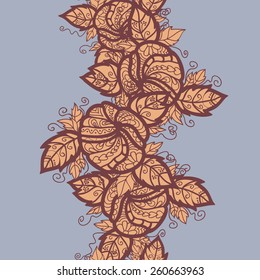 floral border in orange colors on a gray background