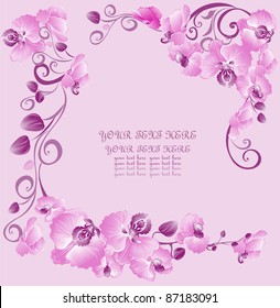 Floral border with orchids for your  design