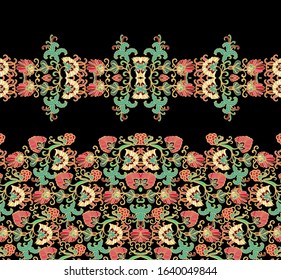 Floral  border ornament, ornamental decor on dark background