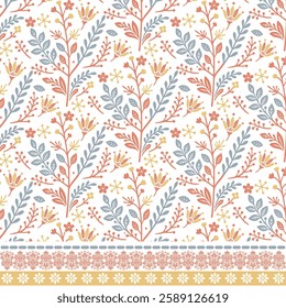 floral border pattern with intricate seamless elements for poster and wedding card templates
