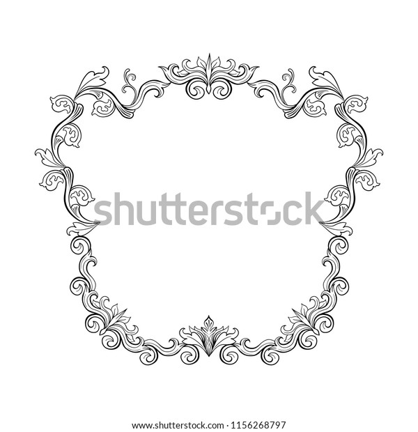 Floral\
border for picture. Italian vintage ornament for photo. Isolated\
Retro divider with swirl for greeting card or wedding, decoration\
vignette. Royal flourish, headpiece\
template