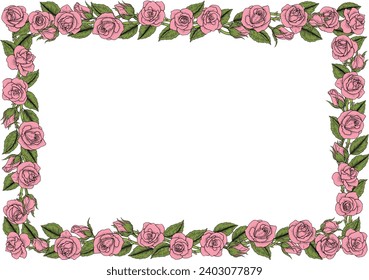 Un cadre de fleurs de roses à la frontière florale de style vintage 