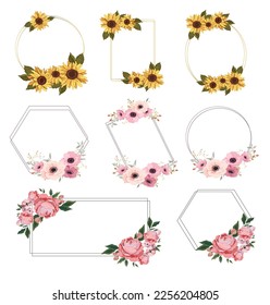 Floral border templates elegant geometric shapes botanical vector