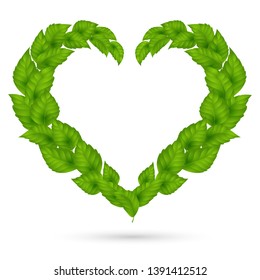 floral border with tree branches with leaves . For design,wedding invitations, greeting cards, baby showers, prints, and posters, print and fabric. Green leaves botanical floral wreath.Heart.EPS10