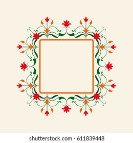 Floral border. Vector decorative frame. Elegant element for design template, place for text. Lace decor for birthday and greeting card, wedding invitation.. Vector logo template, labels and badges