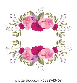 floral border vector decorative, floral wreath vector isolated on white background, best for wedding invitation, greeting cards, birthday cards
