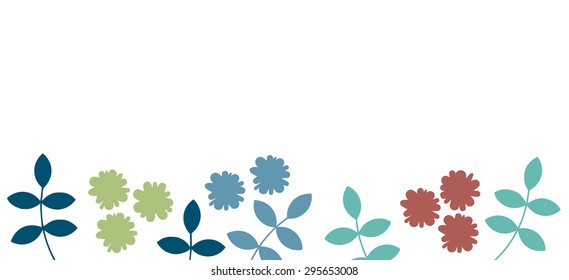 Floral border vector. May be used for a graphic design, as a greeting or gift layout, brochure or web template. Pastel colors isolated on white background.