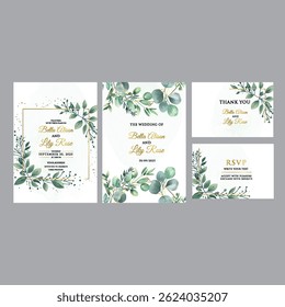 Floral border wedding card with soft blush green accents, giving your invite a romantic garden vibe.