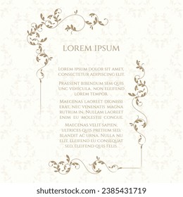 Floral borders and classic seamless pattern. Graphic design page. Card template.
