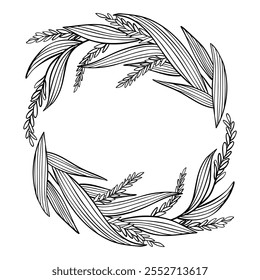 Fronteras y divisores florales. Elegantes marcos decorativos de plantas verdes y divisores ornamentales monograma para tarjeta de invitación de boda. Vector aislado icono sobre fondo blanco