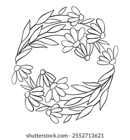 Fronteras y divisores florales. Elegantes marcos decorativos de plantas verdes y divisores ornamentales monograma para tarjeta de invitación de boda. Vector aislado icono sobre fondo blanco