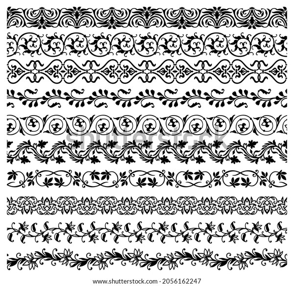 Floral\
borders, frame lines and dividers with flower and leaf vector\
ornaments. Flower garlands with vine swirls, blossom branches and\
leaf scrolls, monochrome calligraphy\
elements