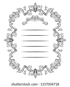 Floral borders and Frames with place for text. Copy space and dividers or flourishes. Italian vintage ornament. Isolated Greeting card or wedding, certificate and diploma. Headpiece template