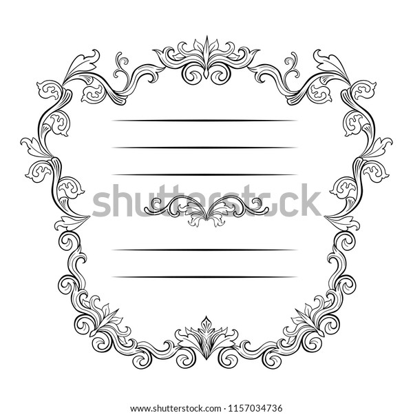 Floral borders and Frames with place for text.\
Copy space and dividers or flourishes. Italian vintage ornament.\
Isolated Greeting card or wedding, certificate and diploma.\
Headpiece template