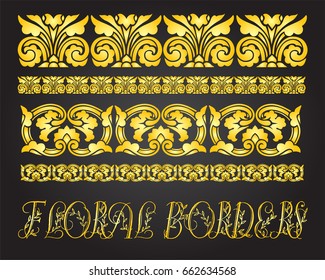 Floral borders and ornaments set
