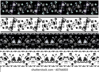 Floral borders stencil set