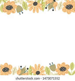 Floral borders template. Background with place for your text. Vector illustration