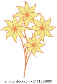 Floral Botanical Branch Illustration. Hand Drawn Flower Design Isolated on White Background