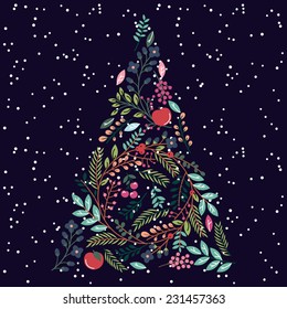 Floral or Botanical Christmas Tree
