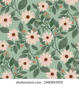 Diseño de Vector de patrón sin costura decorativo botánico floral