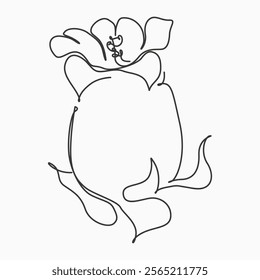 Floral botanical design element. Floral line art design asset