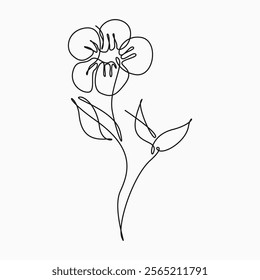 Floral botanical design element. Floral line art design asset