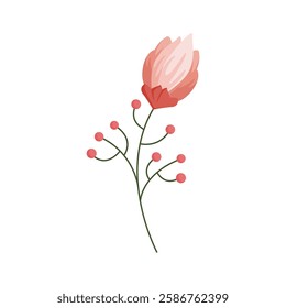 Floral and botanical elements. Leaf, foliage flowers, plants, bloom, leaves. Hand drawn of blossom spring season for decor, website.