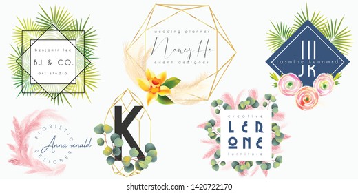 Floral, botanical Feminine logo set