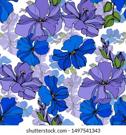  floral botanical flowers. Wild spring leaf wildflower isolated Seamless background pattern. Fabric wallpaper print texture.